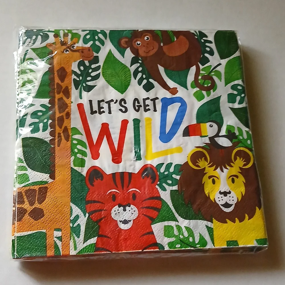 Napkins 13 x 13 Colorful Safarj Jungle Animal Napkins qty50 NWT NIP
